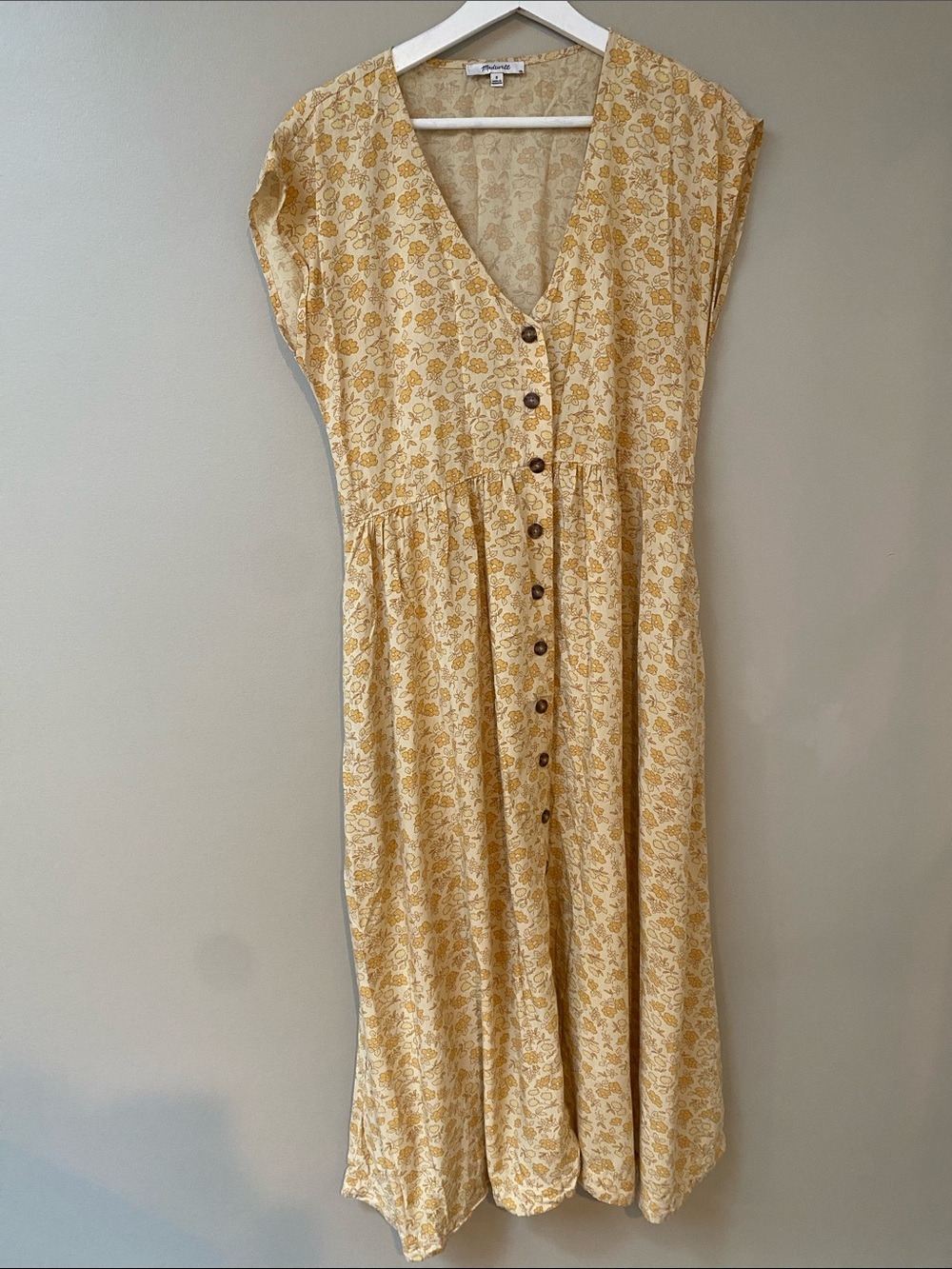 Madewell Yellow Floral Button-Front Maxi Dress small